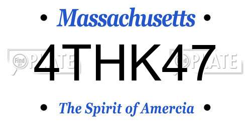 4THK47 Massachusetts License Plate