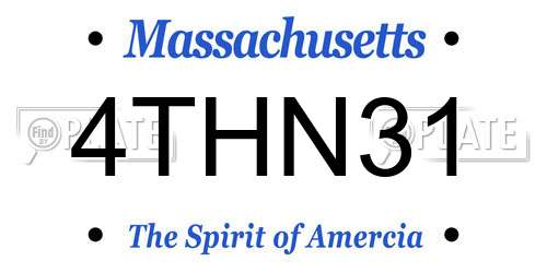 4THN31 Massachusetts License Plate