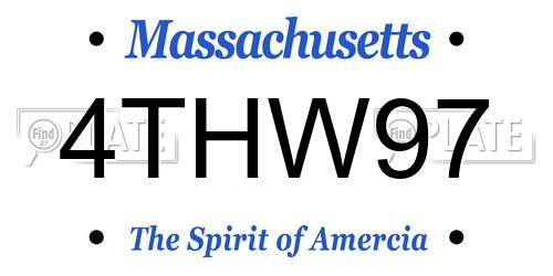 4THW97 Massachusetts License Plate