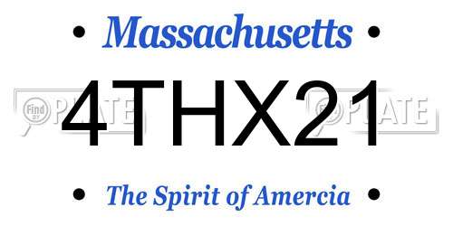 4THX21 Massachusetts License Plate