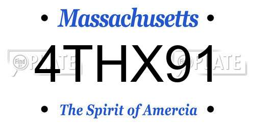 4THX91 Massachusetts License Plate