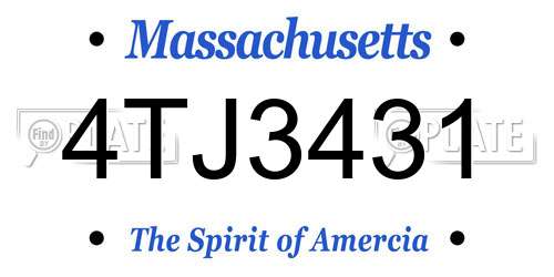 4TJ3431 Massachusetts License Plate