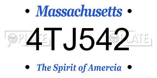4TJ542 Massachusetts License Plate