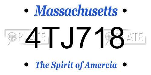 4TJ718 Massachusetts License Plate