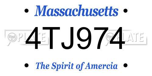 4TJ974 Massachusetts License Plate