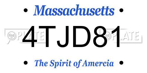 4TJD81 Massachusetts License Plate