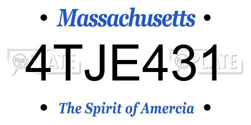 4TJE431 Massachusetts License Plate
