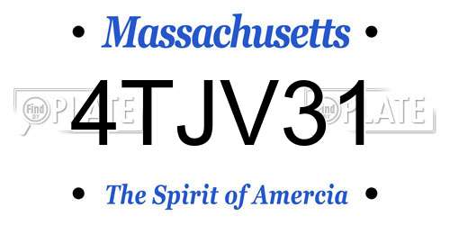4TJV31 Massachusetts License Plate