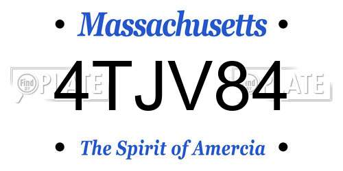 4TJV84 Massachusetts License Plate