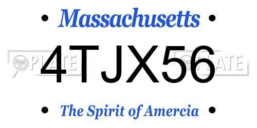4TJX56 Massachusetts License Plate