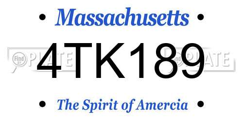 4TK189 Massachusetts License Plate