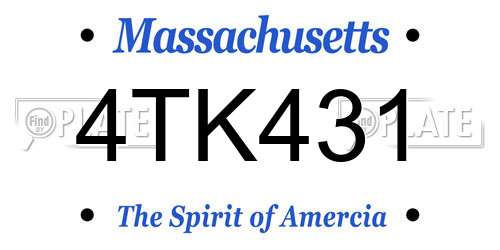 4TK431 Massachusetts License Plate