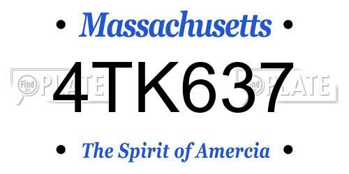 4TK637 Massachusetts License Plate