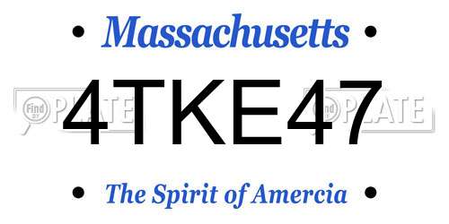 4TKE47 Massachusetts License Plate