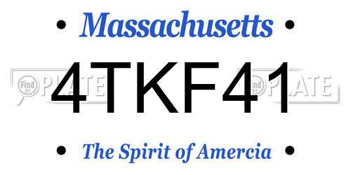 4TKF41 Massachusetts License Plate