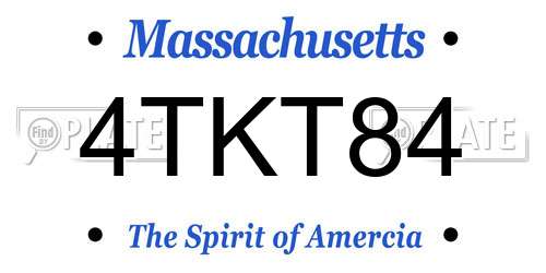 4TKT84 Massachusetts License Plate
