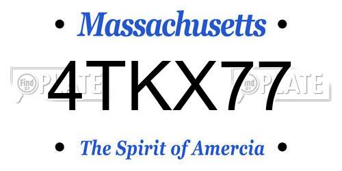 4TKX77 Massachusetts License Plate