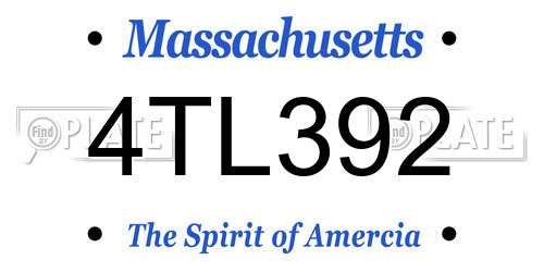 4TL392 Massachusetts License Plate