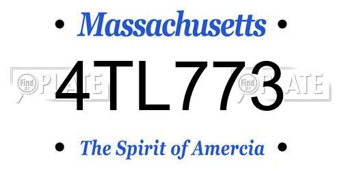 4TL773 Massachusetts License Plate