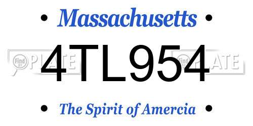 4TL954 Massachusetts License Plate