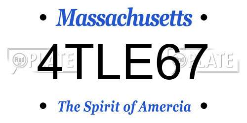 4TLE67 Massachusetts License Plate