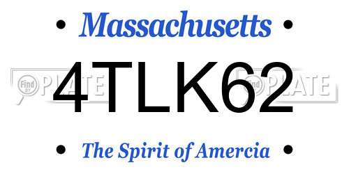 4TLK62 Massachusetts License Plate