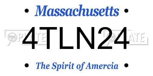 4TLN24 Massachusetts License Plate