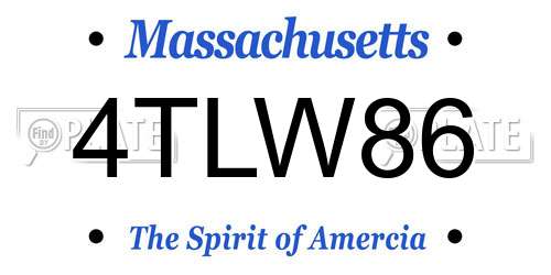 4TLW86 Massachusetts License Plate