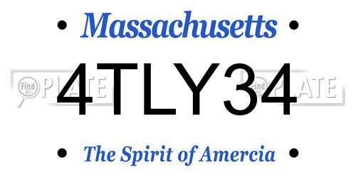 4TLY34 Massachusetts License Plate