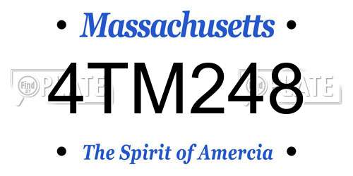 4TM248 Massachusetts License Plate