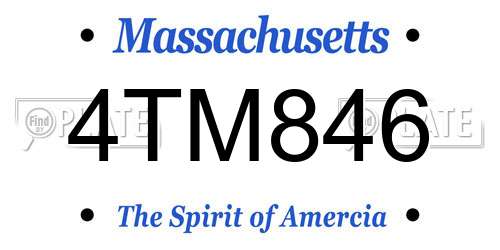 4TM846 Massachusetts License Plate