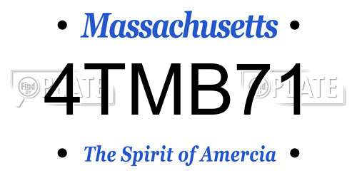 4TMB71 Massachusetts License Plate