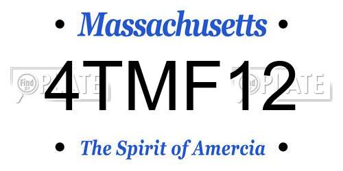 4TMF12 Massachusetts License Plate