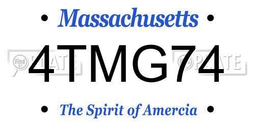 4TMG74 Massachusetts License Plate