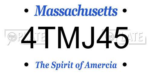 4TMJ45 Massachusetts License Plate
