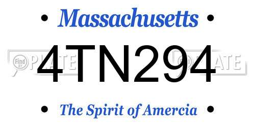 4TN294 Massachusetts License Plate