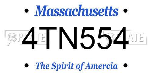 4TN554 Massachusetts License Plate