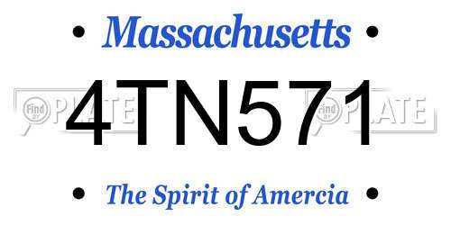 4TN571 Massachusetts License Plate