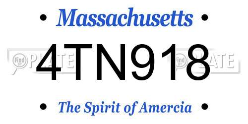 4TN918 Massachusetts License Plate