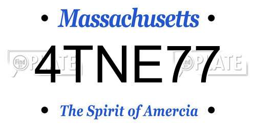 4TNE77 Massachusetts License Plate