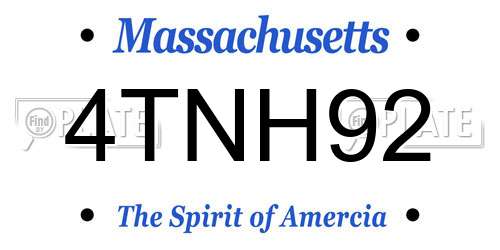 4TNH92 Massachusetts License Plate