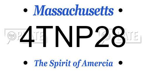 4TNP28 Massachusetts License Plate
