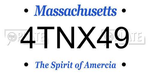 4TNX49 Massachusetts License Plate