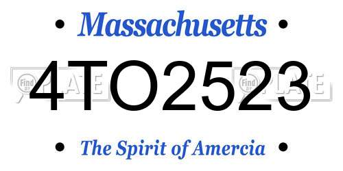 4TO2523 Massachusetts License Plate