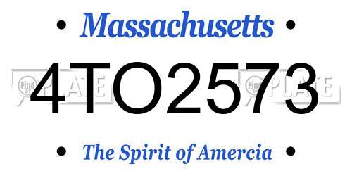 4TO2573 Massachusetts License Plate