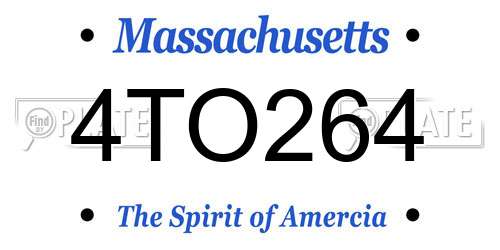 4TO264 Massachusetts License Plate