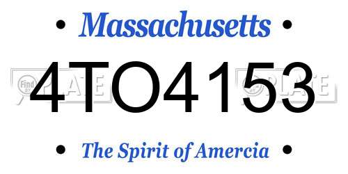 4TO4153 Massachusetts License Plate