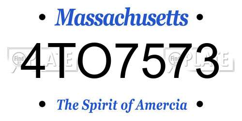 4TO7573 Massachusetts License Plate