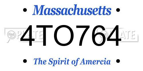 4TO764 Massachusetts License Plate
