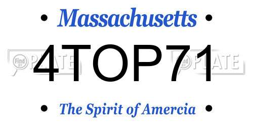 4TOP71 Massachusetts License Plate